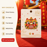 Broche en émail souple 3D Tête de Lion Danseur avec clochettes dorées et impression UV, Bijou du Nouvel An Chinois, Épingles de revers, Badge métallique personnalisé, Vente en gros