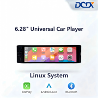 Lecteur DVD de voiture universel 6,28 pouces Single DIN avec système Linux, unité centrale multimédia sans fil Android Auto & CarPlay BT DSP