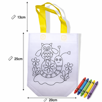 Sac fourre-tout pour enfants à motifs animaux, écologique et économique, à peindre soi-même par ultrasons, en tissu non tissé et avec crayons