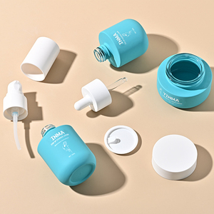 Bleu 30 50 grammes Pot <span class=keywords><strong>de</strong></span> crème pot en verre cosmétique bouteille <span class=keywords><strong>de</strong></span> pompe à huile 30ML 100ML 150ML sérum compte-gouttes luxe graisse soins <span class=keywords><strong>de</strong></span> la peau emballage ensemble - Product Image 6