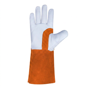 Heavy Duty <b>Leather</b> Work <b>Gloves</b> with Long Gauntlet Cuff for Welding Cow Grain <b>Leather</b> Welding Safety <b>Gloves</b> with Long Split - Product Image 3