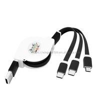 Individuelles Logo Universelles Einziehbares 3-in-1 Multi USB-Ladekabel für Phone 15 16 für Xiaomi