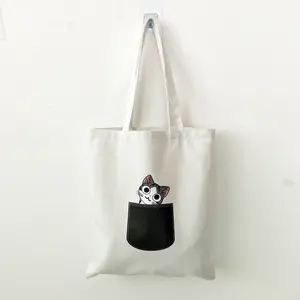 Heißer verkauf einfache schwarz und weiß eco leinwand baumwolle tote einkaufstasche