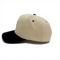 Casquette de baseball à 5 panneaux structurée à profil haut et visière incurvée, bicolore, avec logo personnalisé, fabriquée au Vietnam, style urbain tendance pour adultes