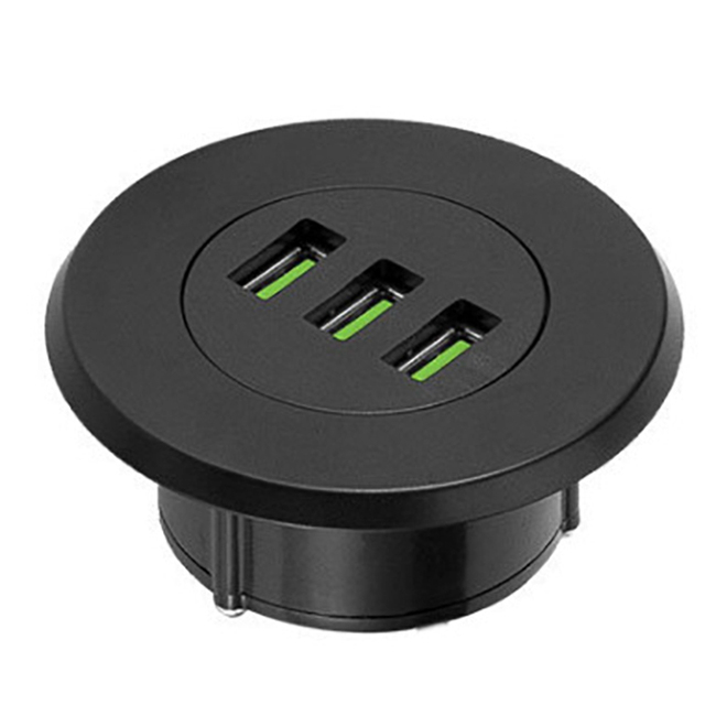 Home Furniture Desk Embedded Usb Charger 3 Usb Charging Port Round Sofa Grommet Sockets