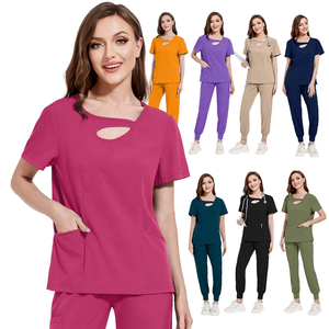 Prix usine chasseur vert couleur personnalisé Scrubs uniformes personnalisé médecin infirmière costume femmes hôpital médical Scrubs ensemble - Product Image 2