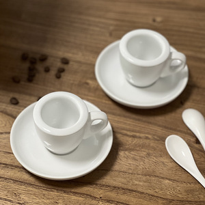 Tazza da Caffè in Ceramica a Parete Spessa 9MM, Tazzina da Espresso 60ML, Set di Tazza e Piattino in Ceramica per Caffè Preparato a Mano - Product Image 2