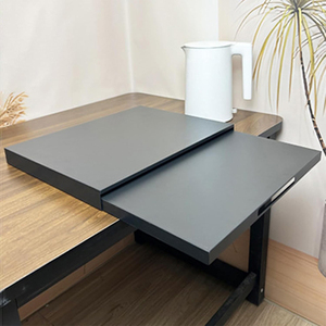 Support de micro-ondes compact et réglable à poser sur comptoir, organisateur de cuisine, étagère en acier blanc, rangement inférieur pour four à micro-ondes - Product Image 3