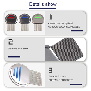 مشط محمول من الفولاذ المقاوم للصدأ للاستخدام المستدام سهل الاستخدام ومباشر لعلاج القمل والبراغيث للقطط والكلاب - Product Image 2