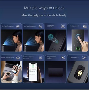 Serrure intelligente haut de gamme pour porte en bois, en alliage d'aluminium, avec empreinte digitale, mot de passe, reconnaissance faciale automatique, connectivité Wi-Fi, application Cloud Tuya - Product Image 3