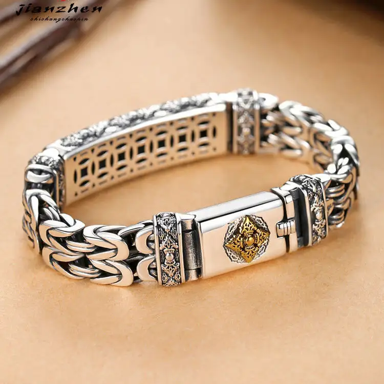 New fashion six-character mantra transfer bead heart bracelet men and women hand-woven retro style jewelry
