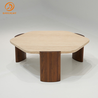 Meubles nordiques modernes OEM, table en marbre travertin naturel sur mesure pour salle à manger et salon