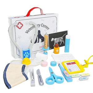 Ensemble de jouets éducatifs en bois pour enfants, <span class=keywords><strong>kit</strong></span> médical <span class=keywords><strong>vétérinaire</strong></span> de jeu de rôle avec stéthoscope, maison de jeu - Product Image 1