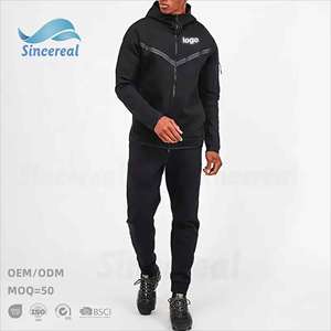 Ensemble <span class=keywords><strong>de</strong></span> survêtement pour homme en molleton technique polyester avec logo personnalisé, comprenant un sweat à capuche zippé et un pantalon <span class=keywords><strong>de</strong></span> jogging - Product Image 2