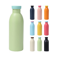 MIPPE Nouveau 500ml couleur unie sports de plein air thermos tasse 304 acier inoxydable petite bouche voiture portable lait bouteille d'eau personnalisée