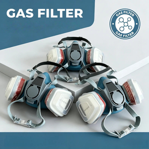 Demi-<span class=keywords><strong>masque</strong></span> à gaz, respirateur en silicone contre les vapeurs organiques et la poussière - Product Image 4