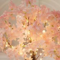 Arbre artificiel à fleurs de cerisier rose, lumière LED, arbre de table, blanc chaud, pour chambre à coucher, salon