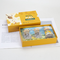 Boîte en papier recyclable de luxe avec impression personnalisée UV, tiroir, boîte rigide, boîtes d'emballage pour le miel, lot de 3 pièces