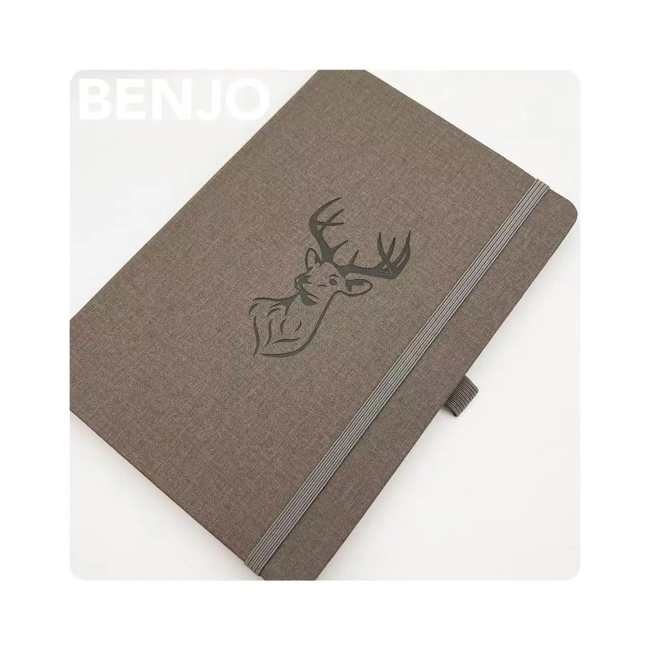 high quality personalized printed logo leather notebooks custom a5 dotted pu cover note book with pen loop for engraving