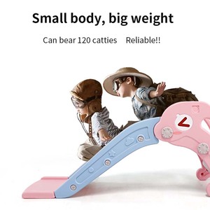 Petit toboggan pour enfants en forme de dauphin de dessin animé avec panier de basket, toboggan simple pliable et sûr pour les tout-petits, équipement de jeu à domicile - Product Image 2