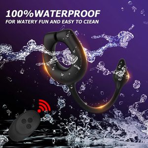 Magneet Adsorptie Ontwerp Penis Ring Vibrator Prostaat Massager Volwassen Seksspeeltjes Afstandsbediening Vibrerende Haan Ring Met Anale Plug - Product Image 4