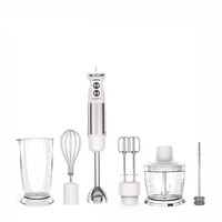 Blender Stick Mixer Genggam Stainless Steel 800W Turbo 5-in-1 dengan Pengocok Telur, Gelas, Penggiling, dan Blender Celup