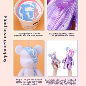 Escultura de figura blanca DIY para pintura de arte fluido, oso <span class=keywords><strong>Bearbrick</strong></span> de superficie esmerilada en blanco fluido - Product Image 5