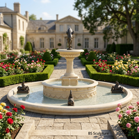 Fontaine d'eau en marbre blanc sur mesure, grand modèle, design moderne, durable et résistante à l'eau, pour usage en villa