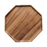 Plateau de service moderne en bois d'acacia, design polygonal sculpté, multifonctionnel, portable, facile à nettoyer, réutilisable, pour salon et cuisine
