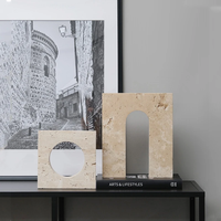 Porte-livres rustiques personnalisés en travertin de haute qualité - Décoration multifonctionnelle pour la maison, pour livres et support de téléphone portable