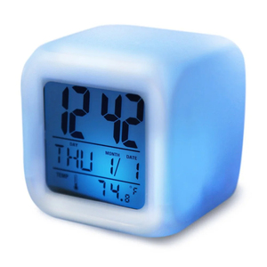 Multifunction 7 Color Change <b>LED</b> Digital Alarm <b>Clock</b> With Date Alarm Thermometer Desktop Cube <b>Clock</b> Night Glowing Home Decor - Product Image 1