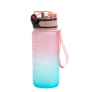 Wholesale 20oz 600mL adult children tritan pc bpa free fitness gym sport plastic motivational kids water bottle with time mar