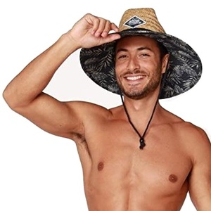 Designer <strong>Straw</strong> Hat Life Guard Sun Australia Lifeguard Safari Embroidered Panama Woven Big Hand Made <strong>Fedora</strong> Men - Product Image 1