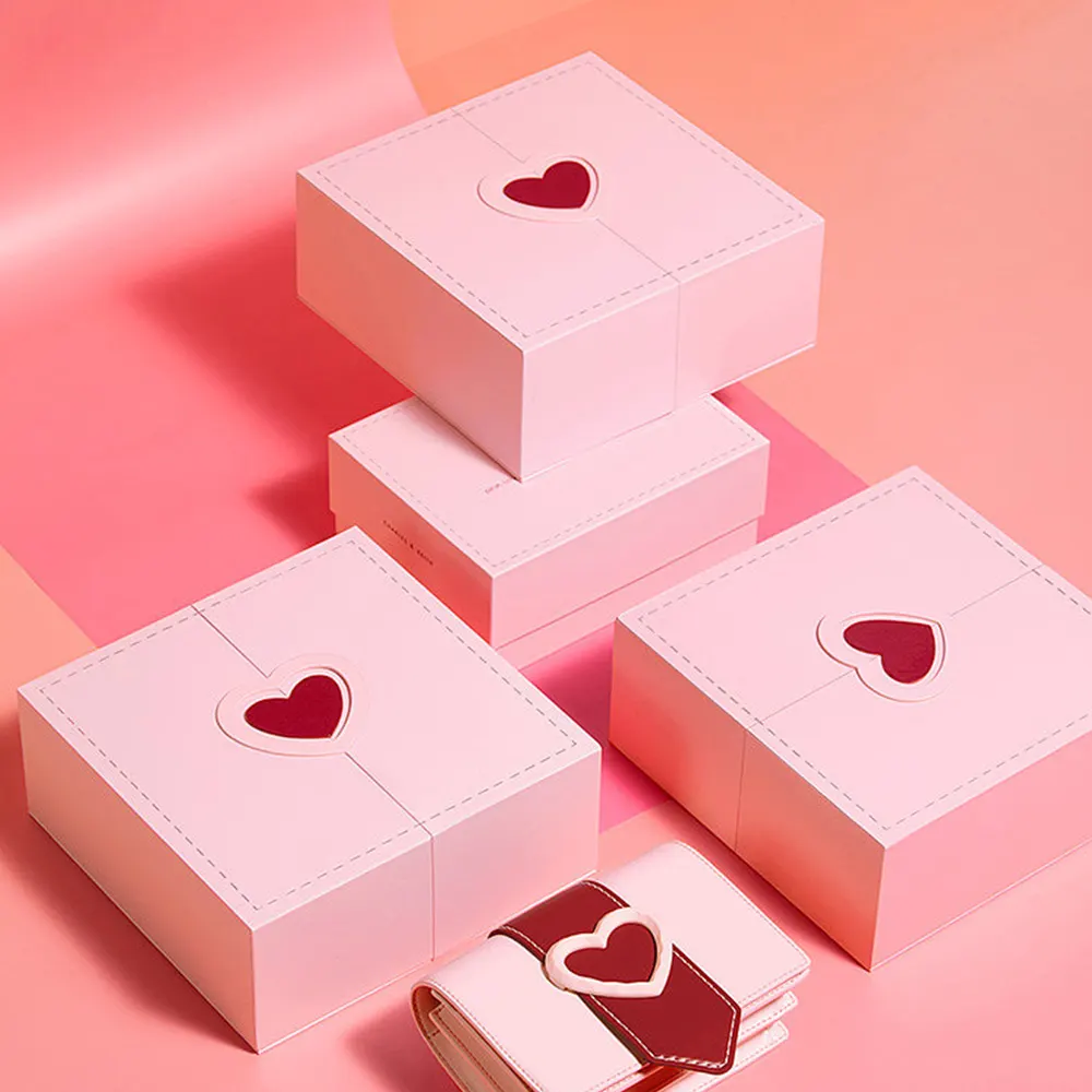 Caja de embalaje cuadrada Caja de regalo abierta de doble puerta Caja de regalo de recuerdo de boda de caramelo de chocolate Caja de regalo de San Valentín Fiesta de regalo