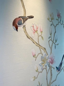 <span class=keywords><strong>Carta</strong></span> <span class=keywords><strong>da</strong></span> <span class=keywords><strong>parati</strong></span> chinoiserie in seta dipinta a mano di lusso con fiori di Magnolia dipinti a mano <span class=keywords><strong>per</strong></span> soggiorno - Product Image 3