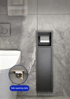 Niche murale encastrée 2-en-1 en acier inoxydable 304, design moderne et écologique, support dissimulé pour brosse de toilette et porte-papier hygiénique pour salle de bain
