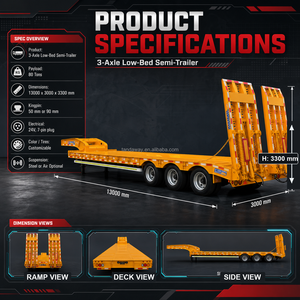 Mejor Precio FUWA Nuevo Semirremolque <span class=keywords><strong>de</strong></span> Plataforma Baja <span class=keywords><strong>de</strong></span> Acero <span class=keywords><strong>de</strong></span> 40-100 Toneladas con Cuello <span class=keywords><strong>de</strong></span> Cisne y 3 <span class=keywords><strong>Ejes</strong></span> en Venta - Product Image 6