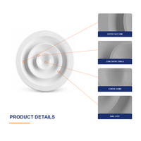 Diffuseur d'air circulaire en aluminium, grille de ventilation de plafond amovible, système de retour d'air à anneau concentrique