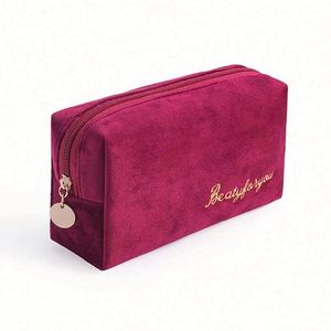 Wholesale Private Label Travel Casual Velvet Flannel Material Make up <b>Bag</b> Packable Cosmetic <b>Bag</b> for Women Organizer - Product Image 1
