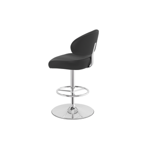Taburete de Bar Ajustable y Resistente para Usuarios de Cocina en Europa y América, Asiento Acolchado, Respaldo Ergonómico, Base Cromada, Cómodo - Product Image 4