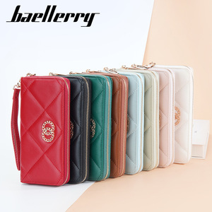 กระเป๋าสตางค์ใบยาวสำหรับผู้หญิงแบรนด์ Baellerry ทำจากหนัง PU ความจุเยอะ พร้อมสายคล้องตกแต่ง สีแดง - Product Image 4
