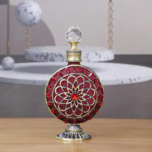Botella de perfume retro con incrustaciones de joyas, botella de vidrio decorativa pintada a mano, exquisita botella de perfume adornada con joyas. - Product Image 1