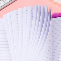 Carnet A5 en peluche Licorne de dessin animé, couverture rigide en tissu, organiseur/agenda, 80 feuilles, reliure cousue, impression numérique, pour enfants