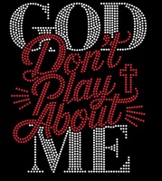 Autocollant thermocollant en strass avec citation religieuse chrétienne : « Dieu ne plaisante pas avec moi », design de t-shirt en strass, patch brillant à repasser