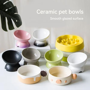 Yüksek bacaklı seramik kedi kase katı hayvan mama kasesi servikal omurga köpek besleyici kase kedi korur su kasesi - Product Image 1