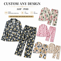 Ensemble de pyjama d'été en mousseline douce à imprimé floral marguerite, soyeux, respirant, écologique, à manches longues, avec taille élastique pour femme