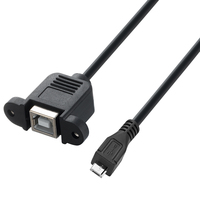 Cable de Extensión para Impresora Bochara de 30 cm, Micro USB 2.0 Macho a Tipo B Hembra, con Orificio para Montaje en Panel