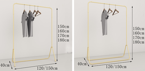 2024 cửa hàng may mặc cửa hàng quần áo thương mại treo quần áo hiển thị giữa đảo nữ quần áo vàng hiển thị giá - Product Image 5