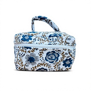 Handmade Quilted Cotton Vintage Zipper Vanity Pouch Floral Print Travel Bag Eco-Friendly Durable Cosmetic <b>Case</b> <b>Makeup</b> Organizer - Product Image 1