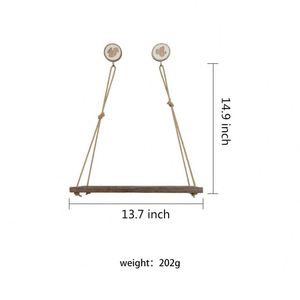Étagère suspendue en bois cintre pour plantes anneaux en bois suspendus avec coton naturel macramé cordon jardinière étagère en bois - Product Image 2